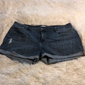 PAIGE rolled distressed denim shorts 32